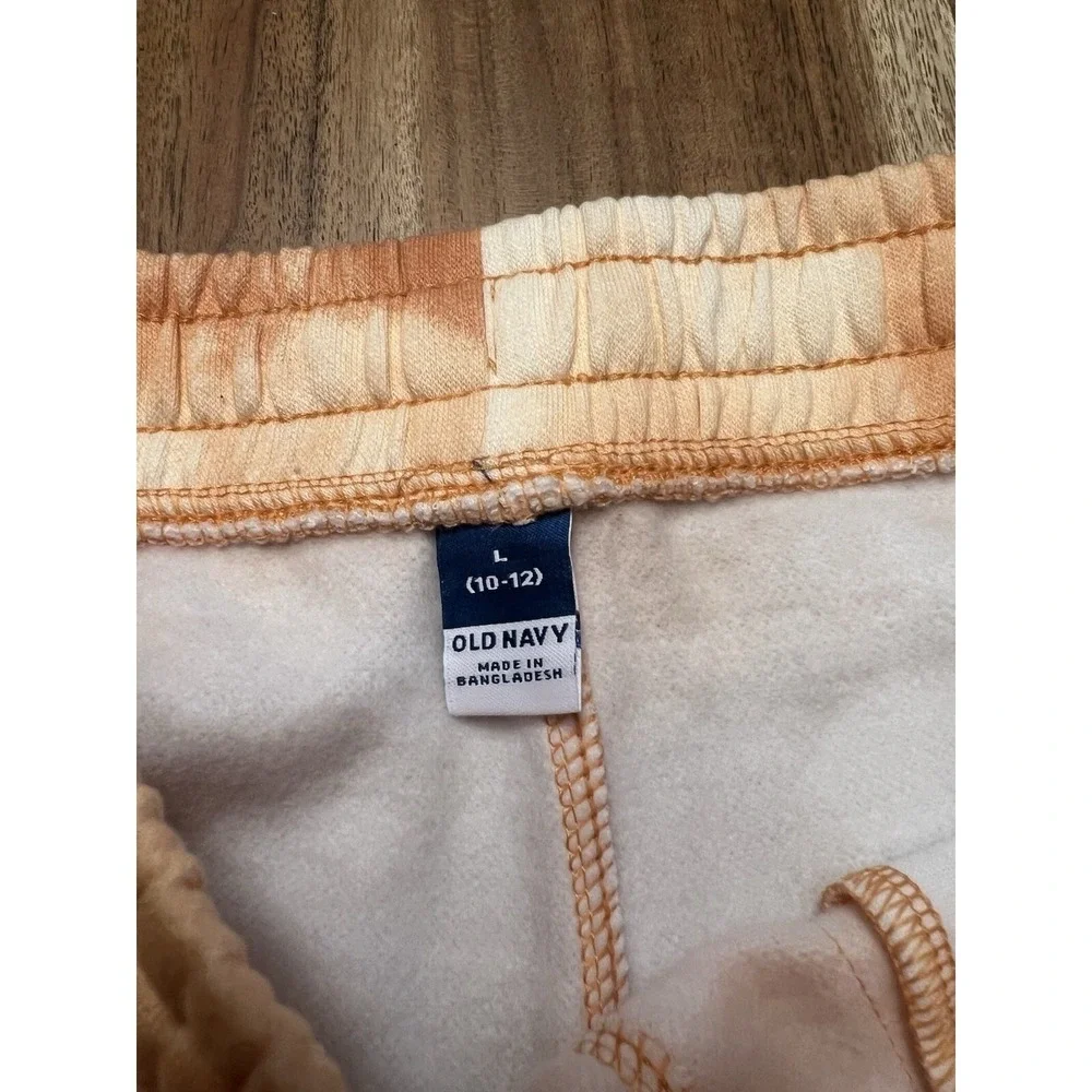 Old Navy Boys Fleece Jogger Shorts Orange Tie Dye Size L 10-12 NWT